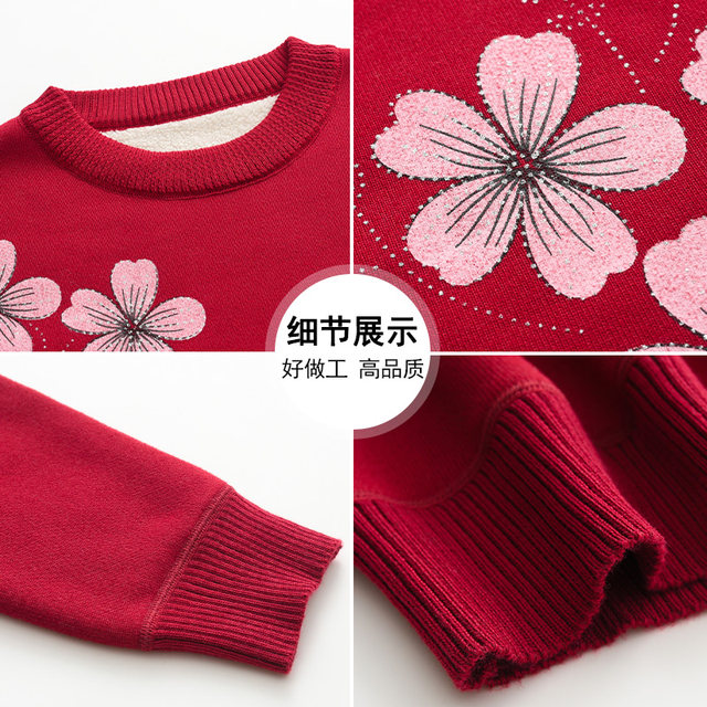 Middle -aged and elderly mothers wear sleeve jackets autumn and winter grandma sweater female warm plus velvet bottom shirt elderly clothes top
