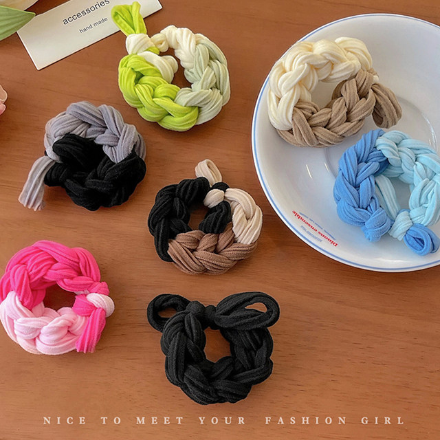 Bold high elastic woven bow hair ring wild horsetta hair rope rubber band female tie ball head rope headwear
