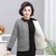 Middle-aged and elderly autumn and winter new fashion plaid plus velvet short coat mother's style modern round neck thickened warm cotton coat for women