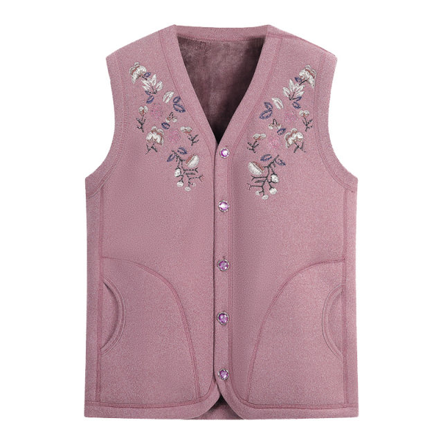 Middle-aged and elderly vest women autumn and winter grandma suit elderly vest spring and autumn mother plus velvet thickened new wife jacket