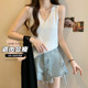 Outer V-neck suspender women's large size fat mm loose slim sleeveless top 2024 summer new style inner vest