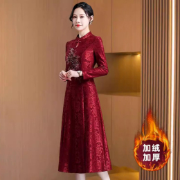 Hei-Ghin-law wedding dress flushed thick dress spring autumn winter wedding dress mother cheongsam high-end usually can wear