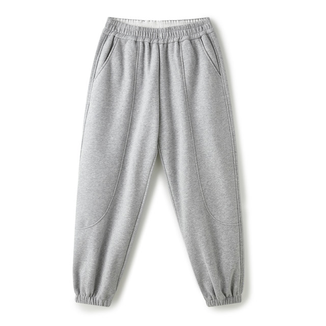 Cloud life elastic waist tie loose fleece casual pants autumn and winter sports pants