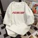 American round neck short-sleeved T-shirt extra large size summer new white and gray design niche loose versatile top for women
