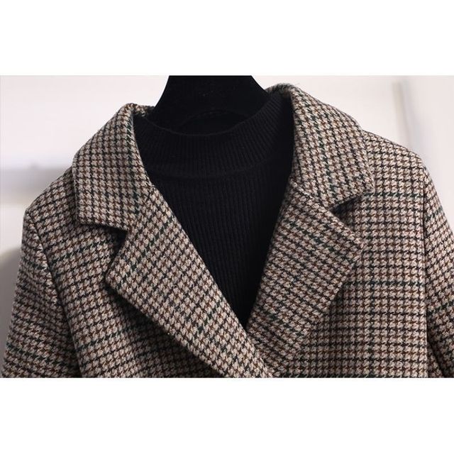 2021 Autumn and Winter Checkered Women's Suit Jacket Korean