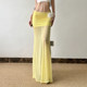 HEYOUNGIRL Seaside atmosphere mesh slit yellow skirt vacation style versatile sexy hip-covered long skirt