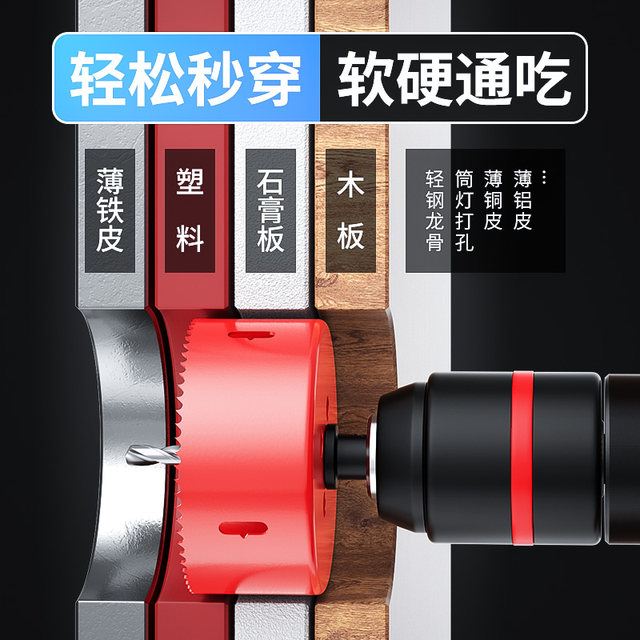 Bi-metal woodworking hole opener multi-function circular reaming drill bit gypsum board PVC plastic iron plate opening artifact punching