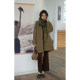 Solighter French full wool herringbone hooded mid-length coat for women's new winter woolen jacket