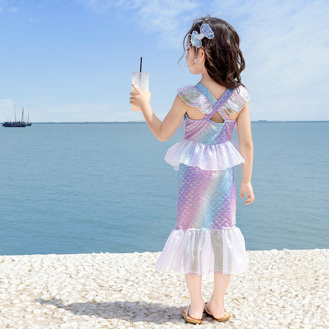 New mermaid costume girls swimsuit mid-large children bikini children princess beach swimsuit set