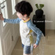 Children's swimsuits boys split long sleeves sun protection quick drying small and medium-sized boys beach baby short-sleeved student swimsuits