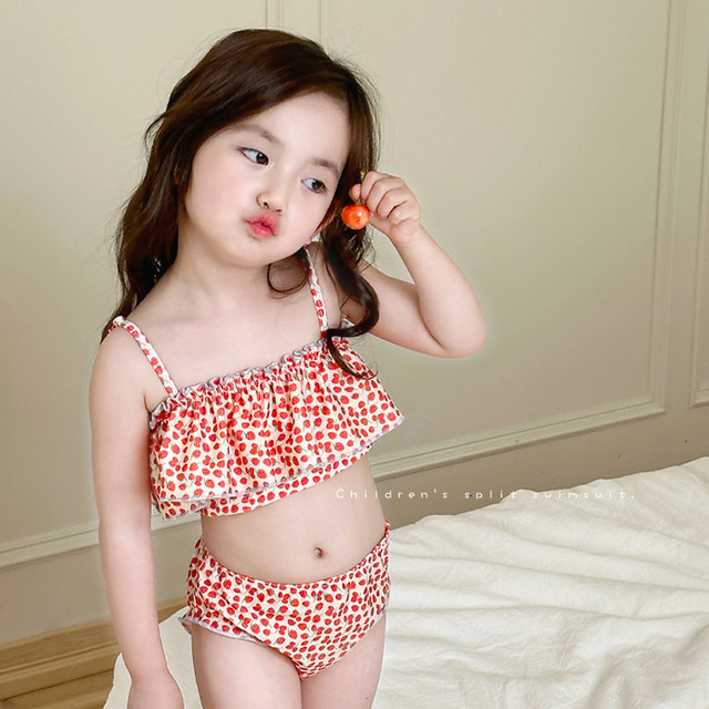 New children's swimsuit girls connecting swimsuit Small and young children cute bikini split swimsuit
