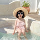 Children's swimsuit girl plaid split skirt baby's foreign swimsuit princess lace skirt bikini bikini
