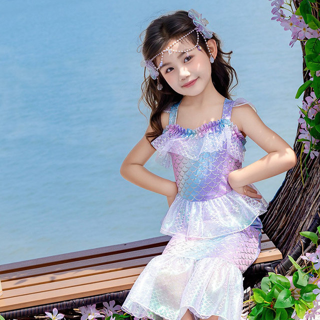 New mermaid costume girls swimsuit mid-large children bikini children princess beach swimsuit set