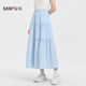 Sanfu long skirt for women 2025 new summer Korean white cake skirt casual high-waisted temperament skirt for women