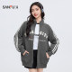 Sanfu sweater jacket 2025 spring standing stand -up collar American sports wind cardigan casual loose top women's 495833
