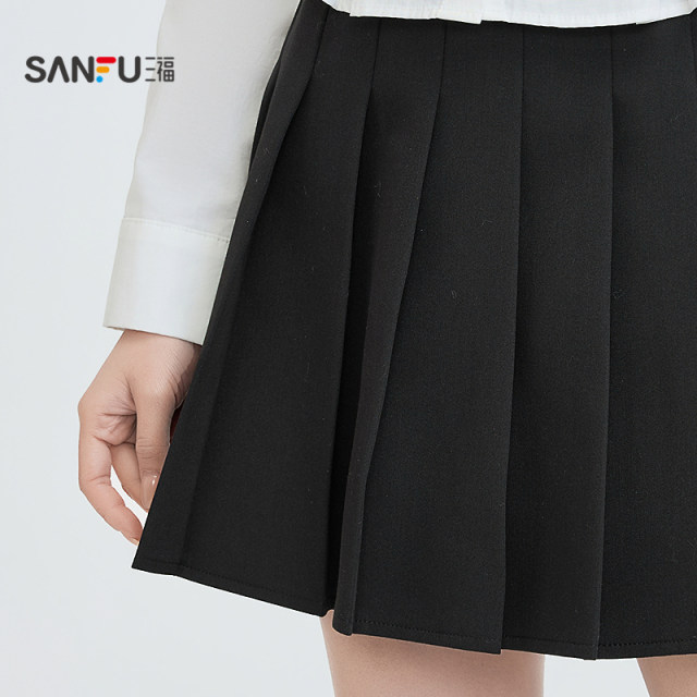 Sanfu short skirt 2025 new spring lined college style pleated skirt A-line skirt women's clothing 497339
