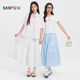 Sanfu long skirt for women 2025 new summer Korean white cake skirt casual high-waisted temperament skirt for women