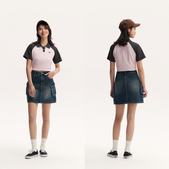 Semir denim skirt women retro trendy short skirt street American summer cool style A-line work dress hot girl
