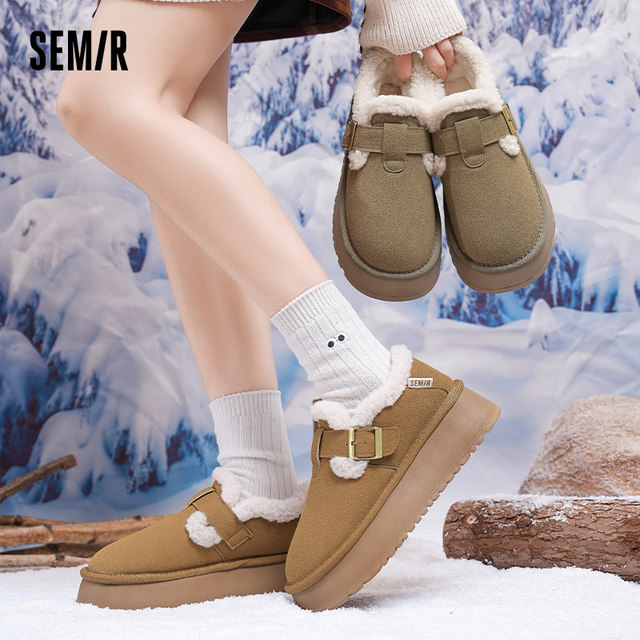 Semir women's shoes thick-soled Birkenstock snow boots for women 2025 winter new women's warm plus velvet thickened cotton shoes