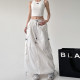 White design hot girl temperament long skirt 2024 summer new high-waisted personalized pocket work skirt for women
