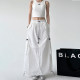White design hot girl temperament long skirt 2024 summer new high-waisted personalized pocket work skirt for women