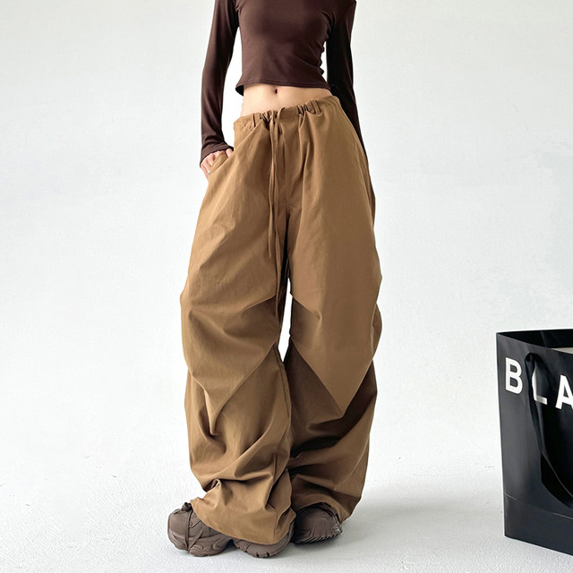 Brown wide-leg pants for women 2025 new spring and autumn loose casual pants high-waisted work trousers draped straight pants