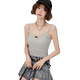 Girlhalo gray lace suspender vest for women in summer lace lace wear beautiful back short top
