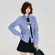 Girlhalo American retro long-sleeved shirt for women in autumn new casual blue and white plaid waist-hugging slimming top
