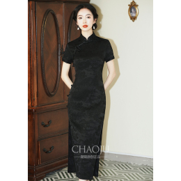 Black Cheongsam Noble Evening Dress Annual Meeting 2024 New Autumn and Winter Women's New Chinese Young Style Beautifully Improved Large Size