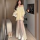 Mesh spliced ​​soft shadow fishtail skirt pleated hip high waist skirt internet celebrity hot 2025 spring and summer new skirt