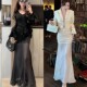 Mesh spliced ​​soft shadow fishtail skirt pleated hip high waist skirt internet celebrity hot 2025 spring and summer new skirt