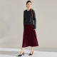 24 autumn and winter Ankela red pleated mid-length skirt commuting versatile high waist covering flesh to make you look thin and pleated skirt 15886
