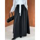 Retro Pu leather drooping half skirt female autumn high waist lace lace pleated mid -length skirt 9695 strong women's clothing
