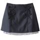 2025 summer new Korean version gauze mesh splicing bow suit skirt women's A-line short skirt 3683 Qiangming women's clothing
