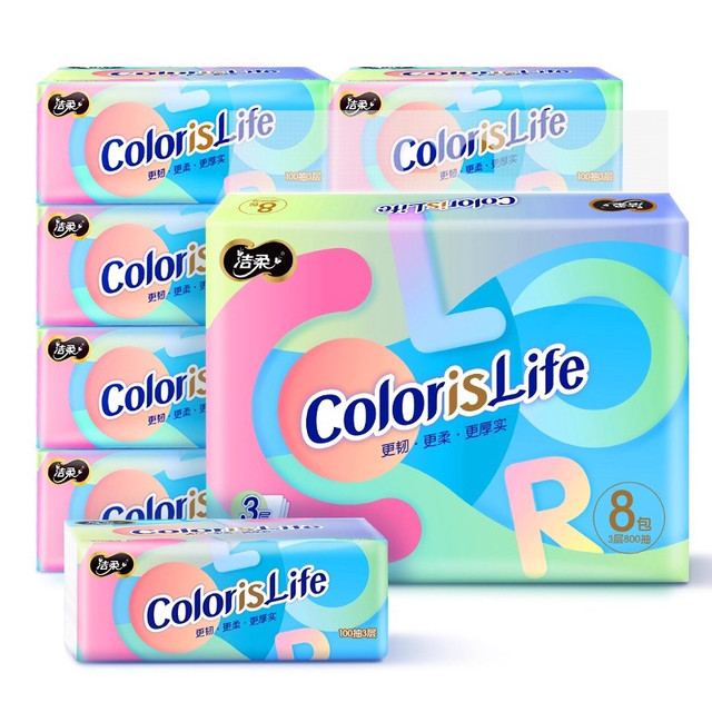 Clean and colorful large size tissue paper 3 layers 100 draws 24 packs of unscented paper for maternal and infant household hand towels and facial tissues