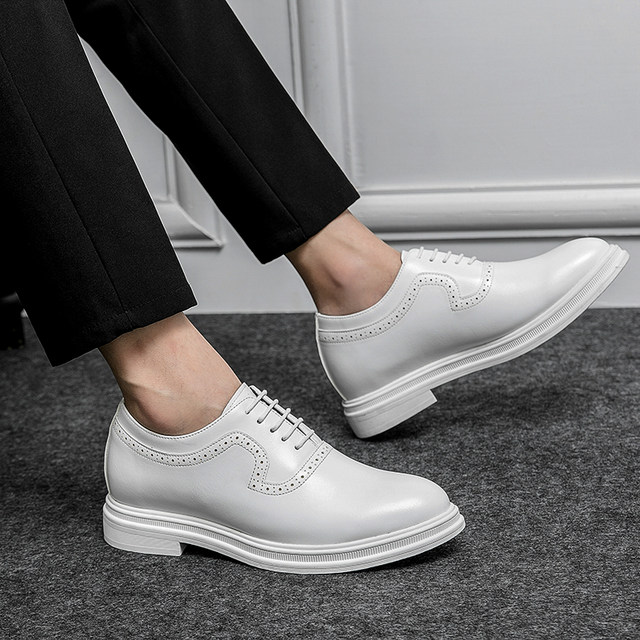White leather shoes men's British Fengyinglou Wedding Tower Photo Groom ...