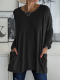 ebay Amazon wish spring, autumn and winter new style European and American round neck long sleeve loose pocket solid color T-shirt casual women
