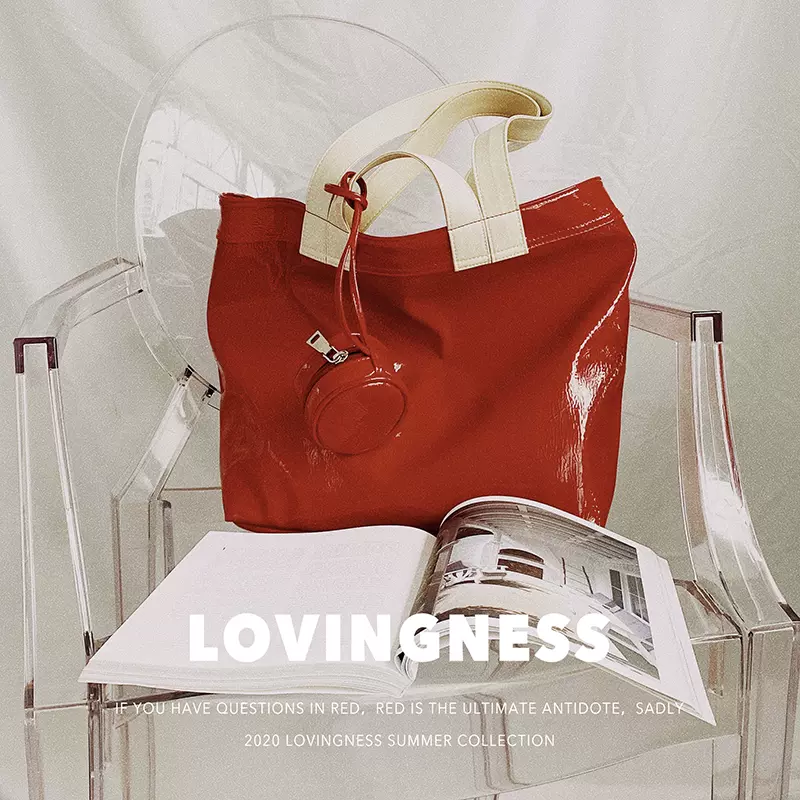 Lovingness原创托特包通勤包单肩女漫画红大容量新年红