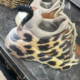 Mushroom purchase agent, leopard print splicing brown environmentally friendly thick-sole sports and leisure 35-digit, dust bag packaging