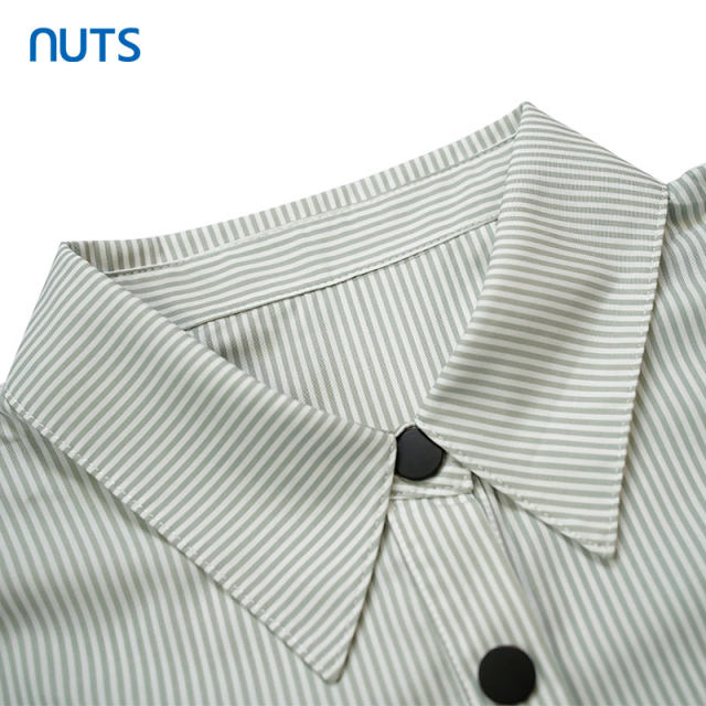 NUTS striped summer niche shirt women's mid-sleeved five-point sleeve top puff sleeve women's clothing 326011455B-399