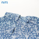 
NUTS autumn new French fresh blue V-neck floral short-sleeved dress for women