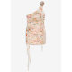 For Love and Lemons 24 spring and summer new style pleated chiffon printed one-shoulder dress