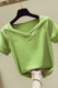 Green V-neck slim short-sleeved women's T-shirt 2025 summer new Korean version white half-sleeved ins internet celebrity short top
