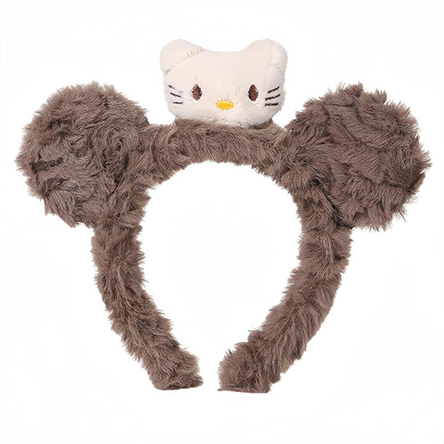 
Full of vitality, cute plush cat headband for women, autumn and winter new face wash, makeup, facial mask, headband, cartoon hair accessory