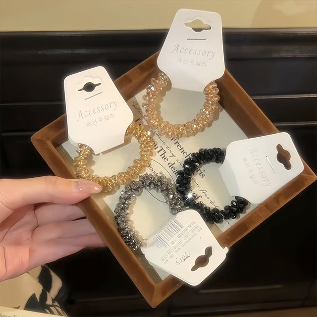 Korean rhinestone light luxury head rope 2025 new style broken ice high-end hair circle celebrity hair rope bracelet dual-purpose hair accessories