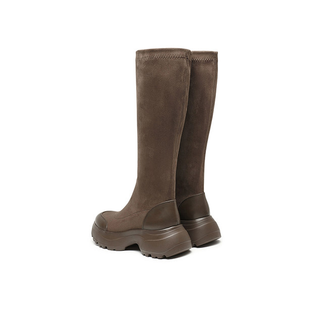 Red Dragonfly Long Boots Women's Boots Autumn and Winter New Women's Boots Stretch Slim Boots Long Boots Brown Thick Soleen High Boots