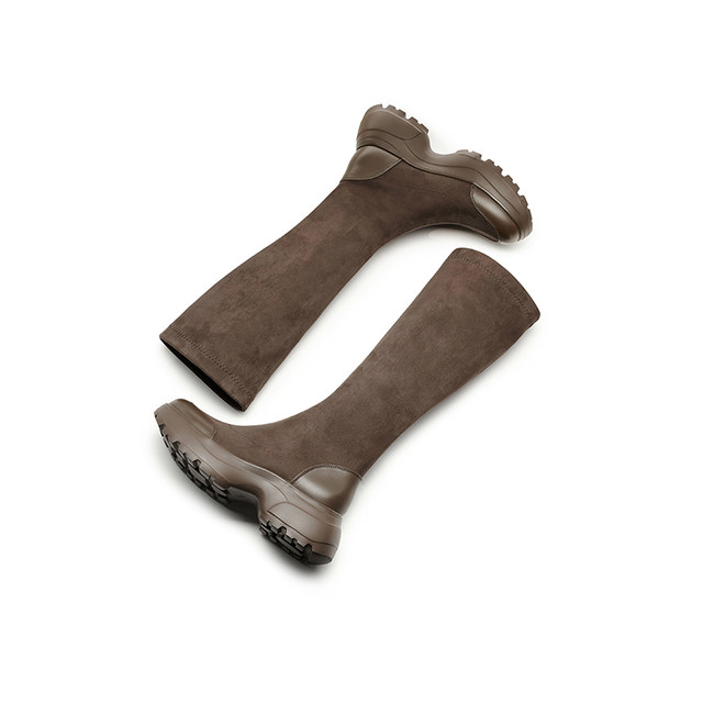 Red Dragonfly Long Boots Women's Boots Autumn and Winter New Women's Boots Stretch Slim Boots Long Boots Brown Thick Soleen High Boots