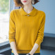 100 pure cardigan women's short sweater 2025 new autumn and winter doll collar age-reducing loose knitted base shirt