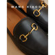 The New York Times British horse buckle super soft sheepskin leather shoes female show qi leather leather shoes