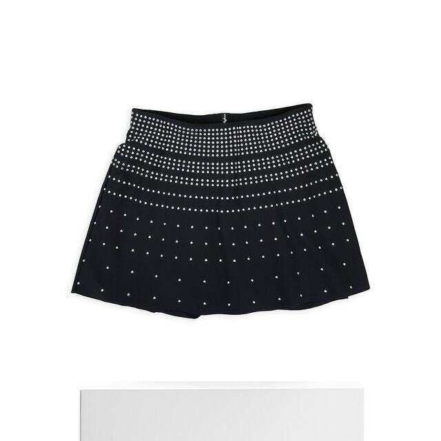 Self-operated adam selman sport style black/silver trumpet mini skirt - multi-color [USA
